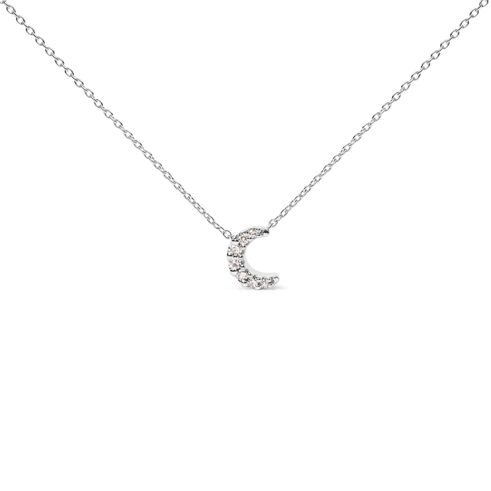 10K White Gold Diamond Accented Crescent